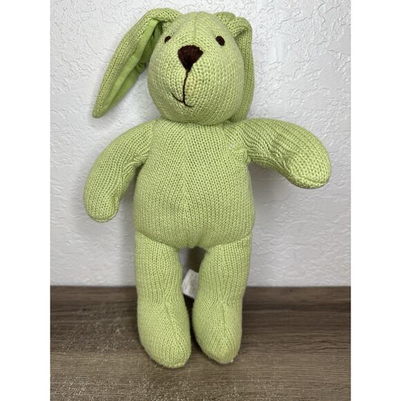 Vintage Baby Gap Mint Green Knit Bunny Plush Stuffed Animal Rabbit - Picture 1 of 7